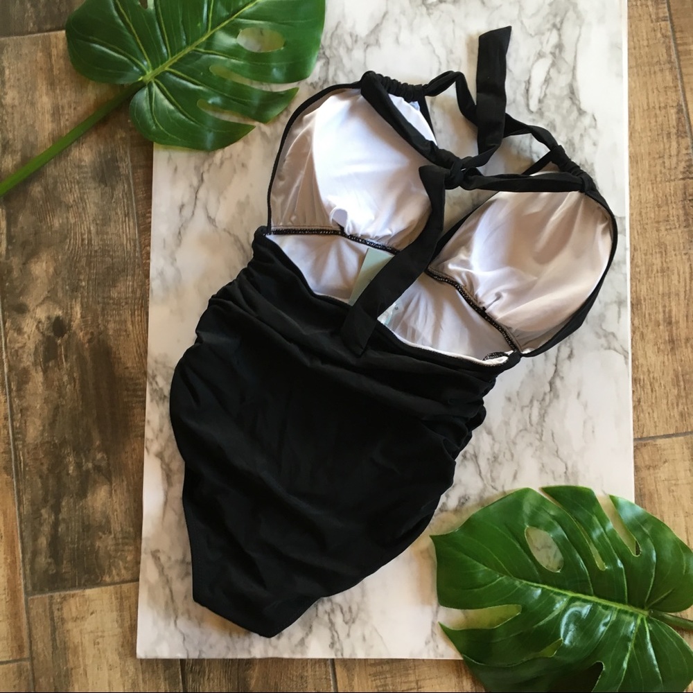 NWT Cupshe Keep Secrets Black One Piece Swimsuit - Picture 7 of 8